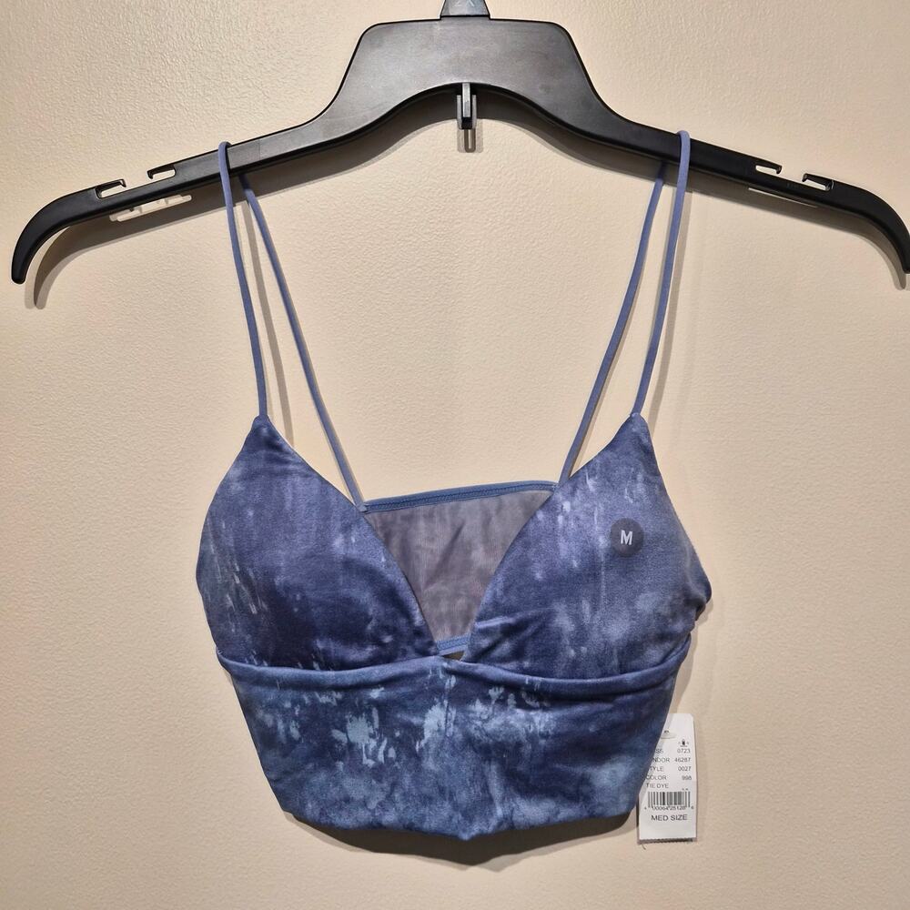 Me to We Pacsun Cropped Tank with Padding Blue Tie Dye Medium NWT